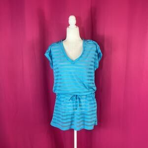 Calvin Klein turquoise blue mesh swim cover up dress, size small